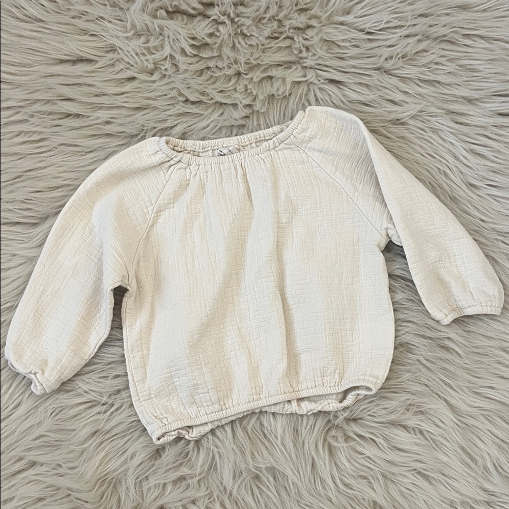 Quincy Mae • Neutral Cream Kids Long-Sleeve Top